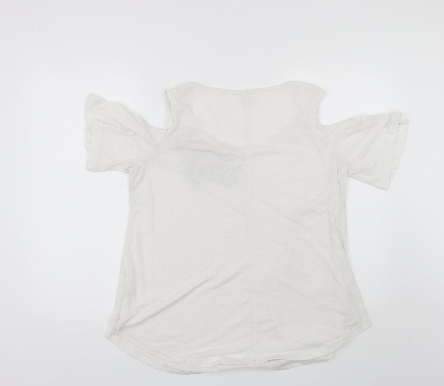 Nextmia Womens White  Polyester Blend Basic Blouse Size 14 Round Neck