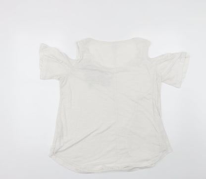 Next Womens White  Polyester Blend Basic Blouse Size 14 Round Neck