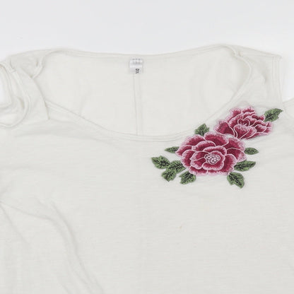 Next Womens White  Polyester Blend Basic Blouse Size 14 Round Neck
