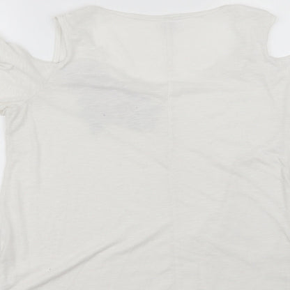 Next Womens White  Polyester Blend Basic Blouse Size 14 Round Neck