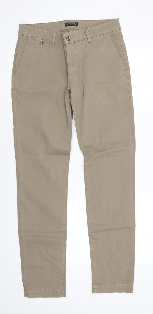 Sirmoney Mens Green  Cotton Chino Trousers Size 32 in L32 in Regular  - Light green