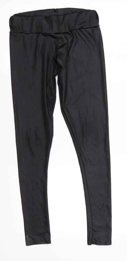 Ribbon Womens Black  Polyester Jegging Leggings Size 10 L28 in   - sheen finish