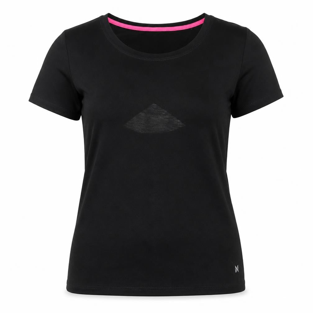 NX Sport Womens Black  Polyester Basic T-Shirt Size 8 Round Neck  - Open back Semi-sheer