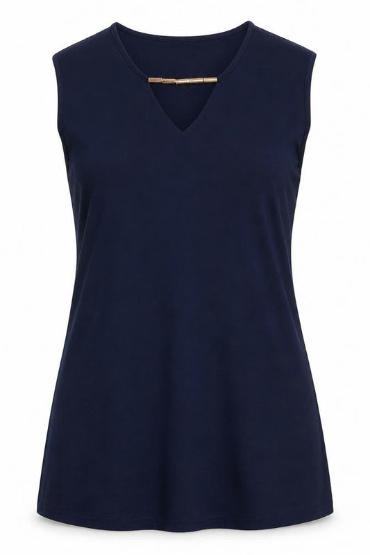 Womens Blue   A-Line  Size L  V-Neck  - Brass like heavy beading