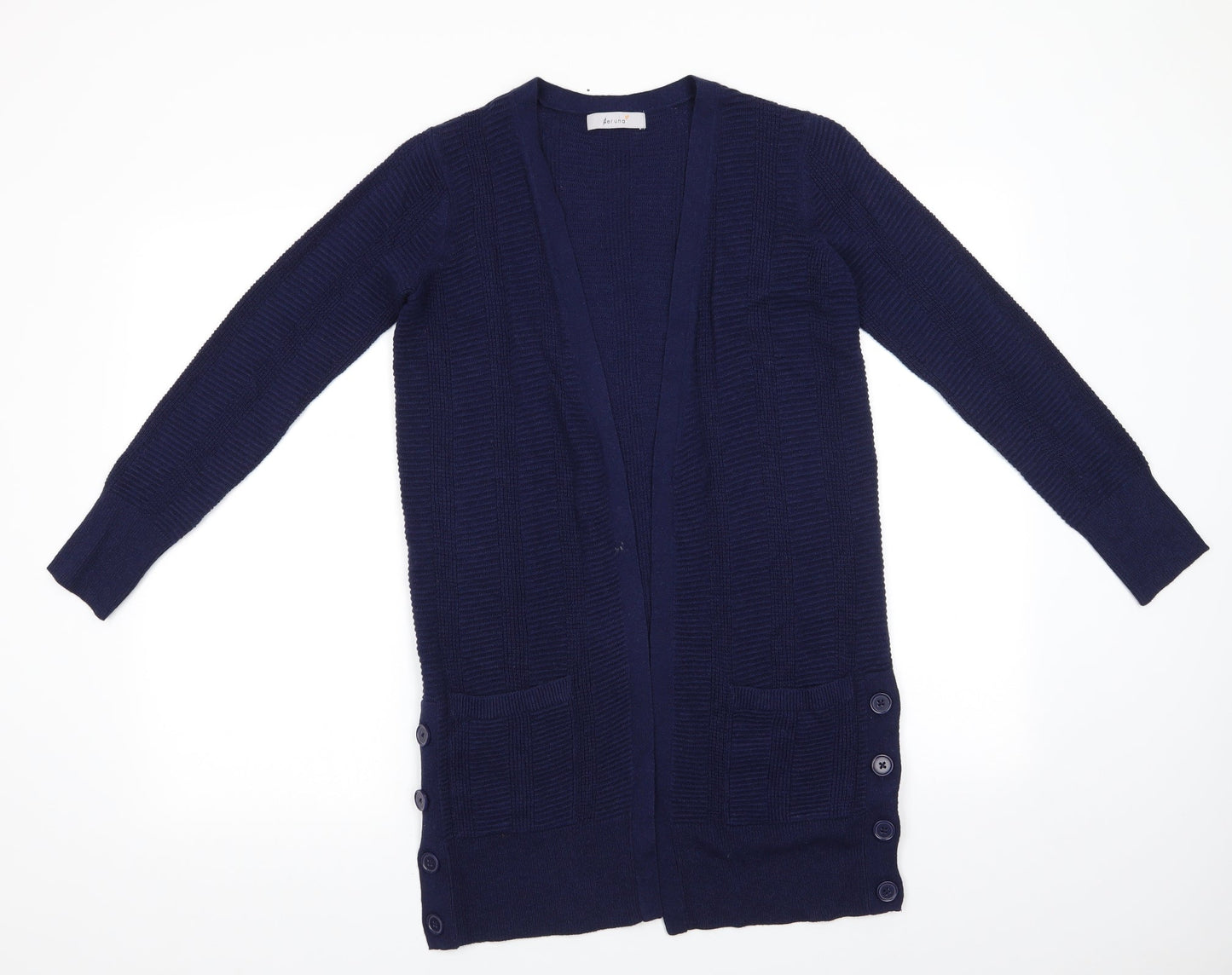 Per Una Womens Blue V-Neck  Viscose Cardigan Jumper Size 8   - Longline Cardigan Midnight Blue