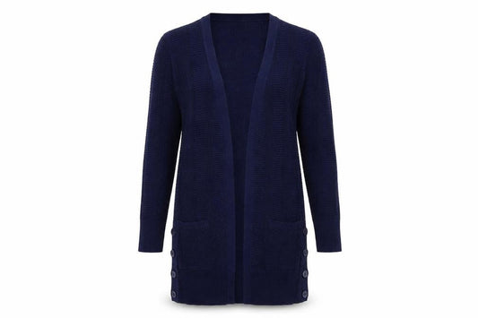 Per Una Womens Blue V-Neck  Viscose Cardigan Jumper Size 8   - Longline Cardigan Midnight Blue