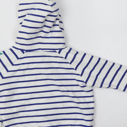 Preloved M&S Baby White Striped Cotton Basic T-Shirt Size 3-6 Months High Neck - Label