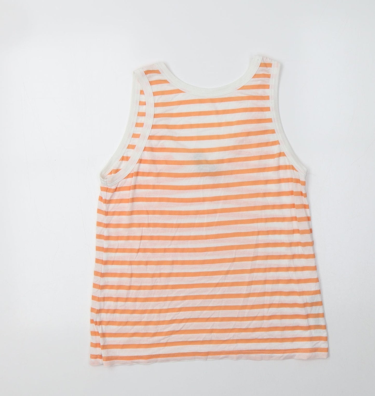 ASOS Womens Orange Striped Viscose Basic Tank Size 6 Scoop Neck