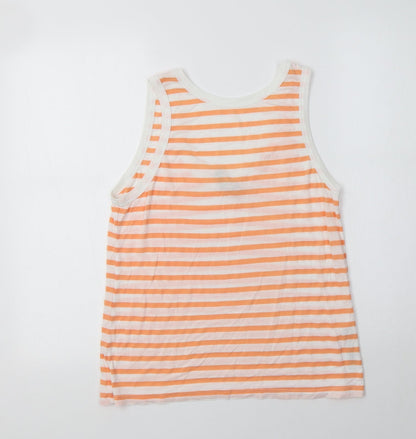 ASOS Womens Orange Striped Viscose Basic Tank Size 6 Scoop Neck