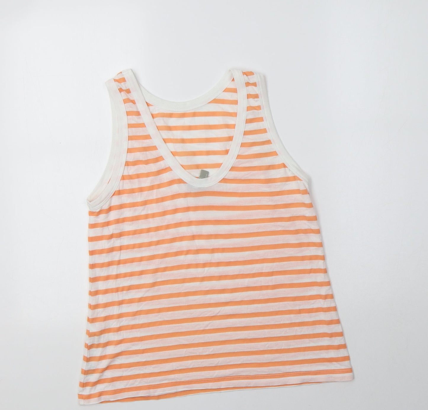 ASOS Womens Orange Striped Viscose Basic Tank Size 6 Scoop Neck