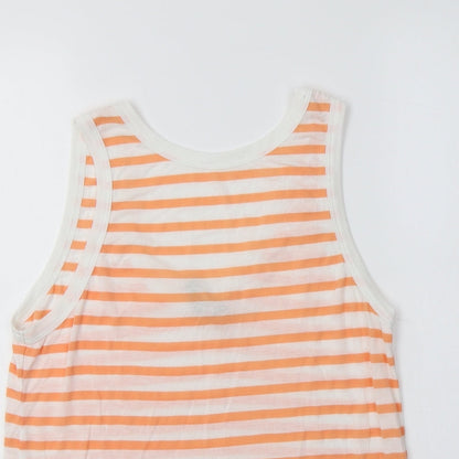 ASOS Womens Orange Striped Viscose Basic Tank Size 6 Scoop Neck