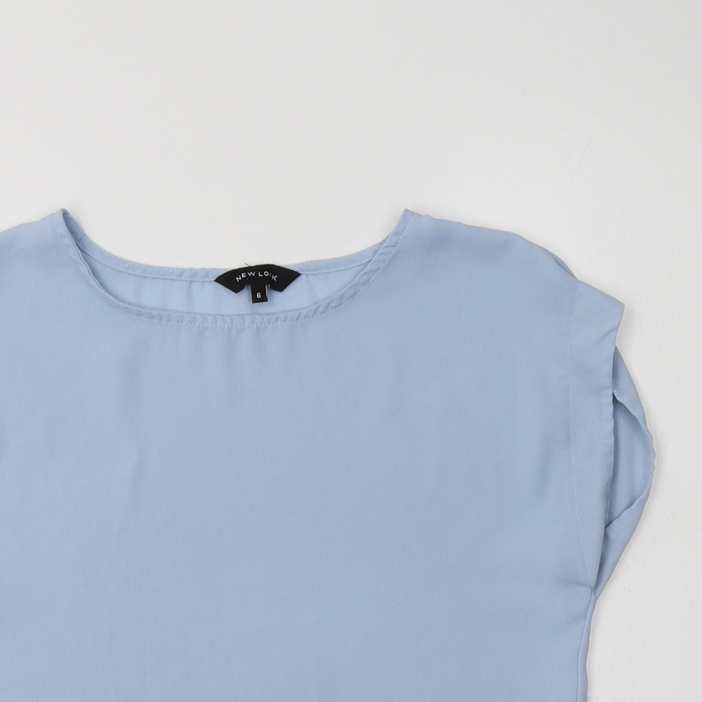 New Look Womens Blue  Polyester Basic Blouse Size 6 Round Neck
