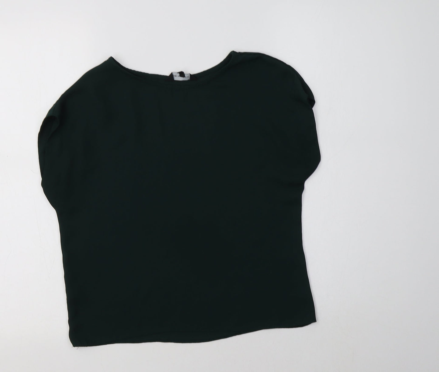 New Look Womens Green  Polyester Basic Blouse Size 6 Crew Neck