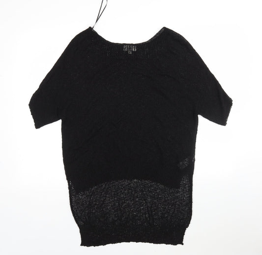 Apricot Womens Black Round Neck  Acrylic Pullover Jumper Size M