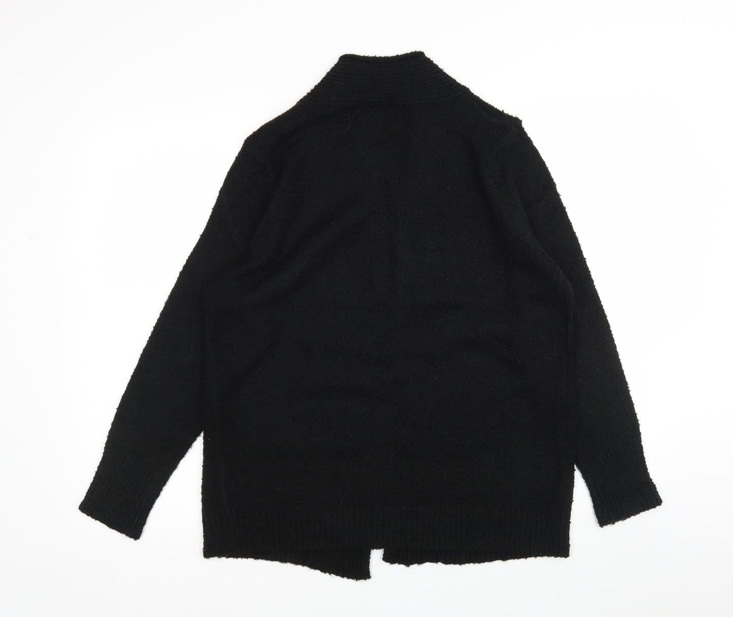 M&Co Womens Black V-Neck  Acrylic Wrap Jumper Size 16