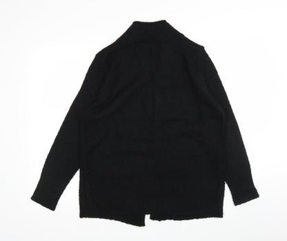 M&Co Womens Black V-Neck  Acrylic Wrap Jumper Size 16