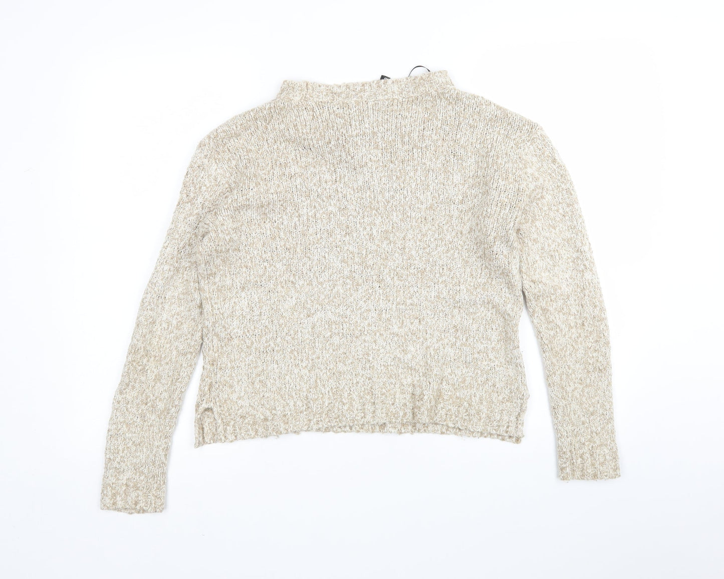 H&M Womens Beige High Neck  Cotton Pullover Jumper Size S