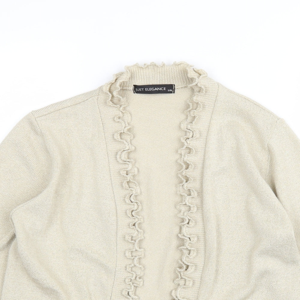 Just Elegance Womens Beige V-Neck  Acrylic Cardigan Jumper Size S