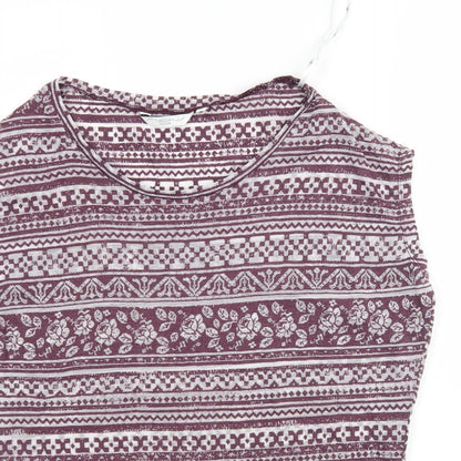 New Look Womens Multicoloured Floral Cotton Basic T-Shirt Size 6 Round Neck