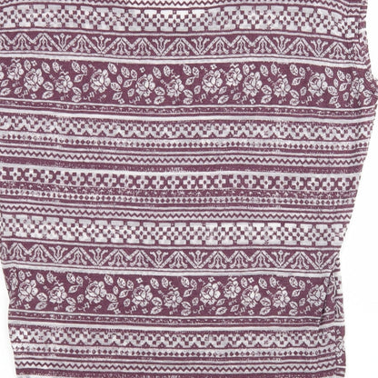 New Look Womens Multicoloured Floral Cotton Basic T-Shirt Size 6 Round Neck