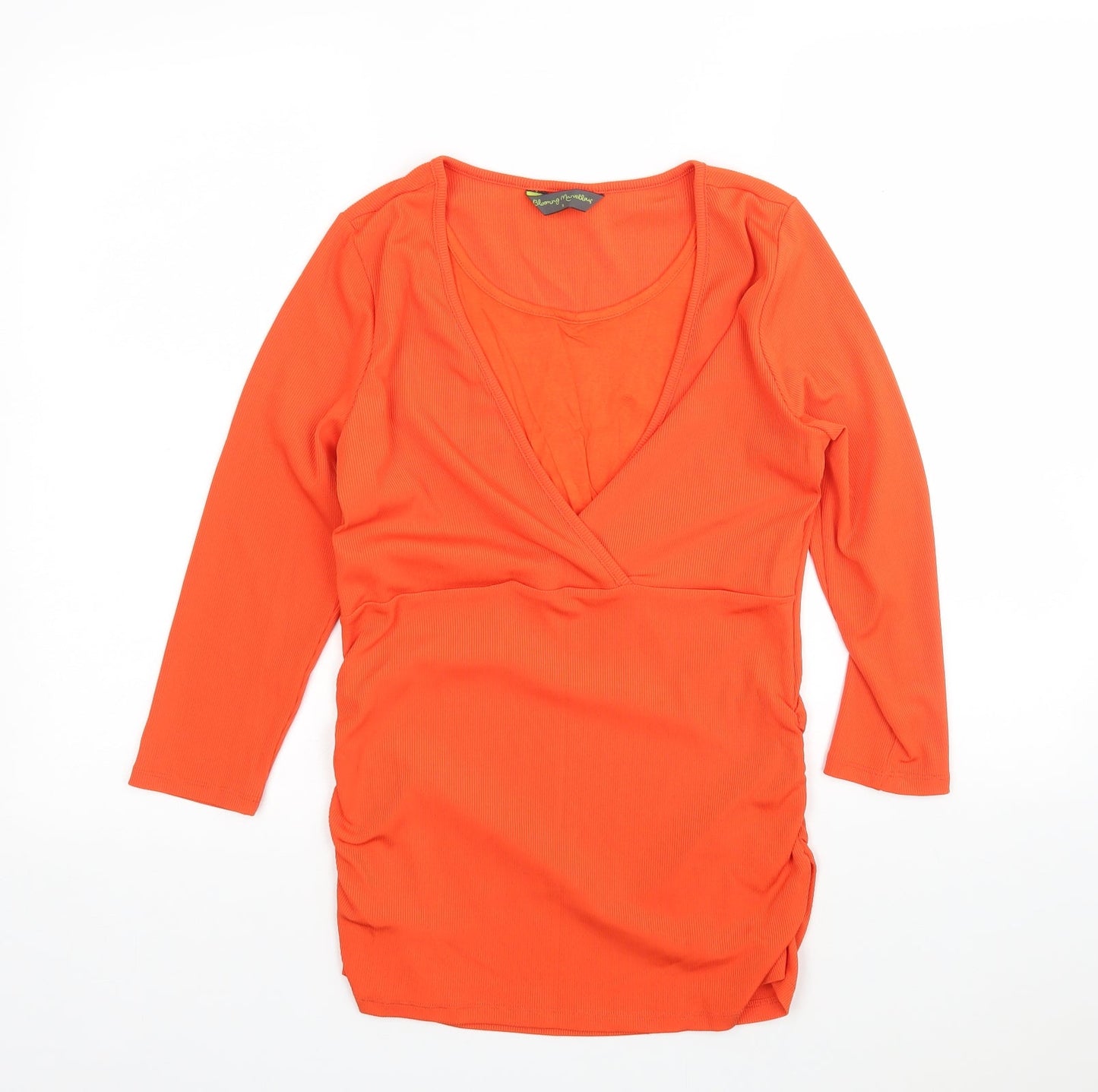 Blooming Marvellous Womens Orange  Polyester Basic Blouse Size S Round Neck