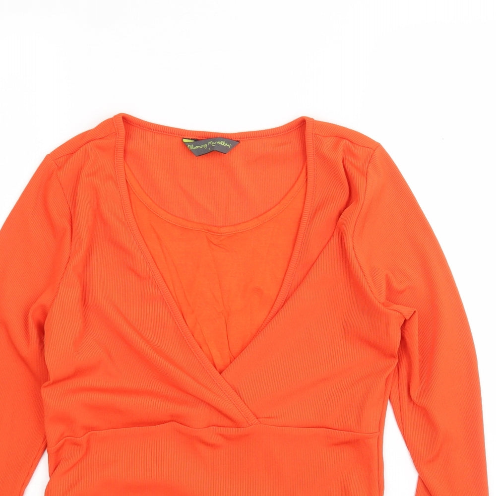 Blooming Marvellous Womens Orange  Polyester Basic Blouse Size S Round Neck