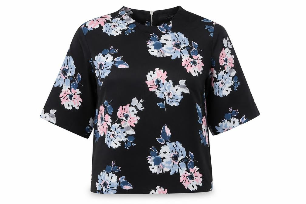 Dorothy Perkins Womens Multicoloured Floral Polyester Basic Blouse Size 8 Round Neck