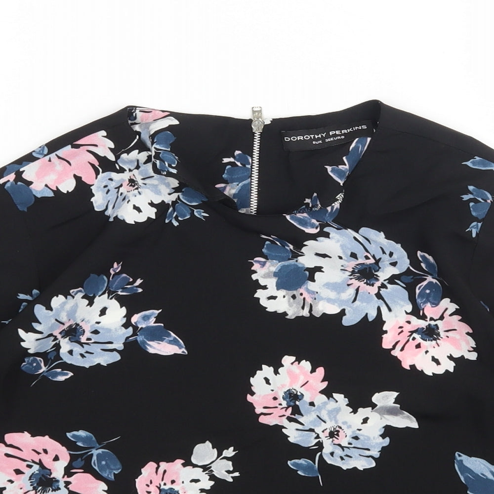 Dorothy Perkins Womens Multicoloured Floral Polyester Basic Blouse Size 8 Round Neck