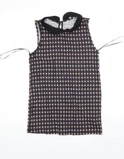 New Look Womens Multicoloured Argyle/Diamond Viscose Basic Blouse Size 8 Collared