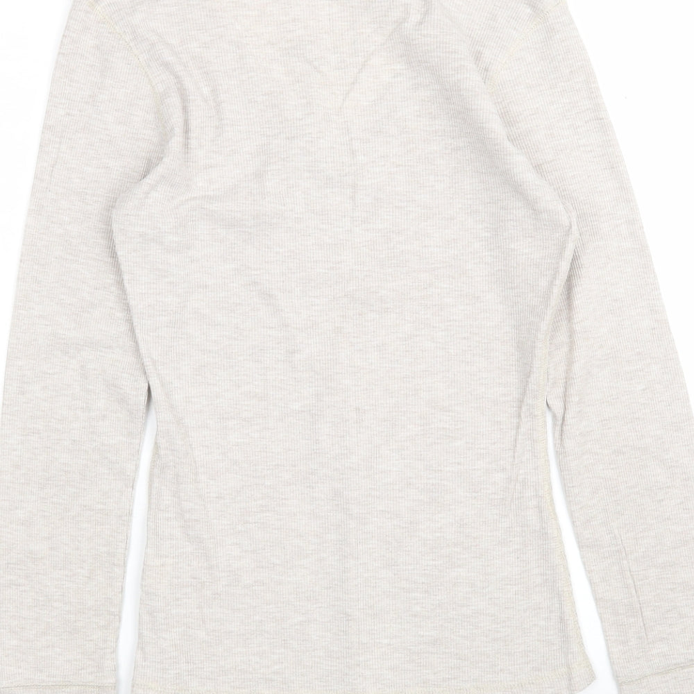 River Island Womens Beige  Cotton Basic T-Shirt Size 10 V-Neck