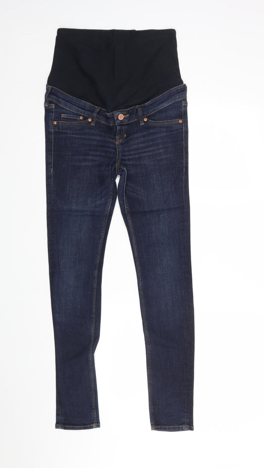 H&M Womens Blue  Cotton Skinny Jeans Size 8 L28 in Regular