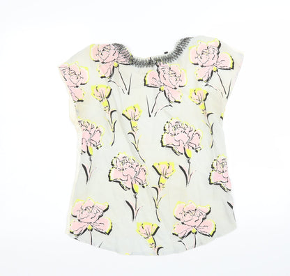 Warehouse Womens Multicoloured Floral Viscose Basic Blouse Size 10 Round Neck