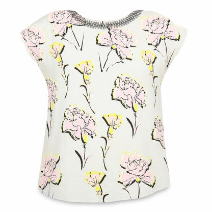 Warehouse Womens Multicoloured Floral Viscose Basic Blouse Size 10 Round Neck
