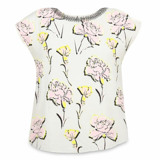 Warehouse Womens Multicoloured Floral Viscose Basic Blouse Size 10 Round Neck