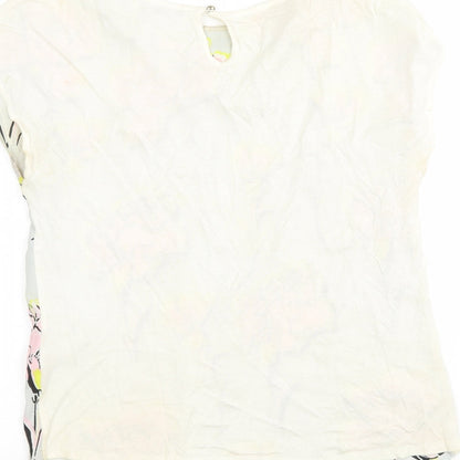 Warehouse Womens Multicoloured Floral Viscose Basic Blouse Size 10 Round Neck