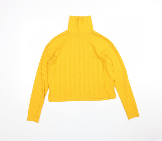 H&M Womens Yellow   Basic T-Shirt Size S Roll Neck