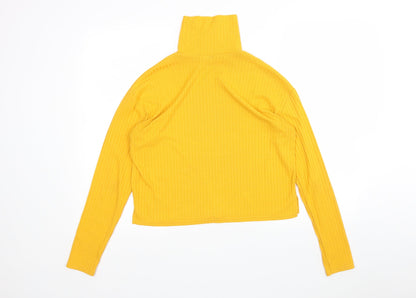 Preloved H&M Womens Yellow   Basic T-Shirt Size S Roll Neck - Back