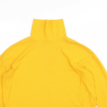 Preloved H&M Womens Yellow   Basic T-Shirt Size S Roll Neck - Detail