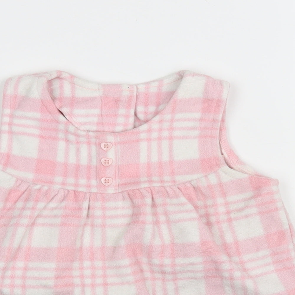 George Girls Multicoloured Check Polyester Pinafore/Dungaree Dress  Size 6-9 Months  Round Neck