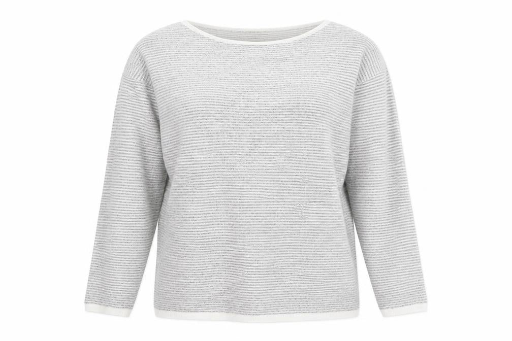 Great Plain Womens Grey Round Neck Striped Viscose Pullover Jumper Size 14