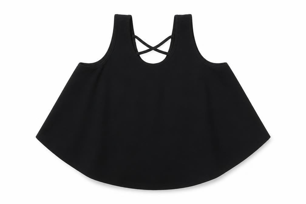 YD Girls Black  Polyester Basic Blouse Size 9-10 Years Round Neck