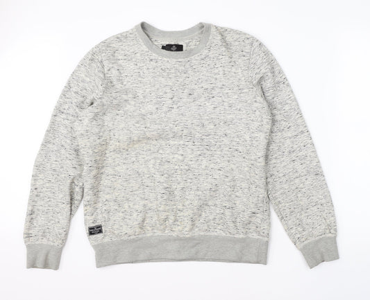 Threadable Mens Grey Round Neck  Cotton Pullover Jumper Size M