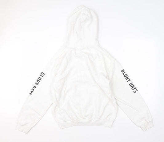 Gildan Mens White  Cotton Pullover Hoodie Size M