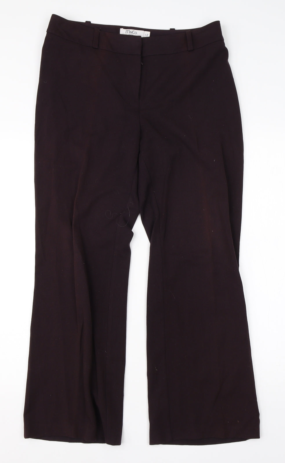 M&Co Womens Purple  Viscose Dress Pants Trousers Size 12 L26 in Regular