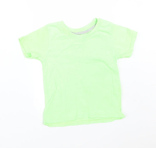 Primark Boys Green  Cotton Basic T-Shirt Size 12-18 Months Round Neck