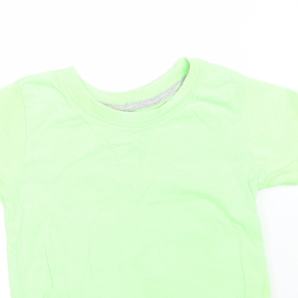 Primark Boys Green  Cotton Basic T-Shirt Size 12-18 Months Round Neck