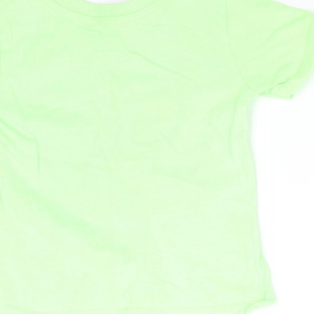 Primark Boys Green  Cotton Basic T-Shirt Size 12-18 Months Round Neck