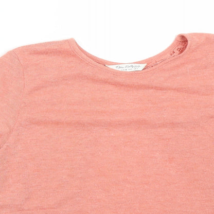 Miss Selfridge Womens Pink Floral Polyester Basic T-Shirt Size 6 Round Neck