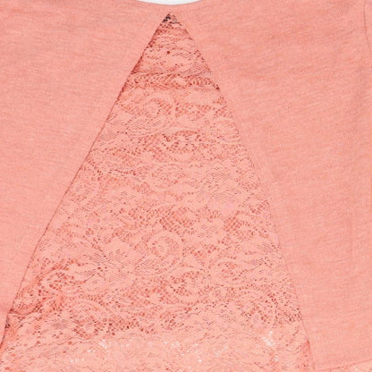 Miss Selfridge Womens Pink Floral Polyester Basic T-Shirt Size 6 Round Neck