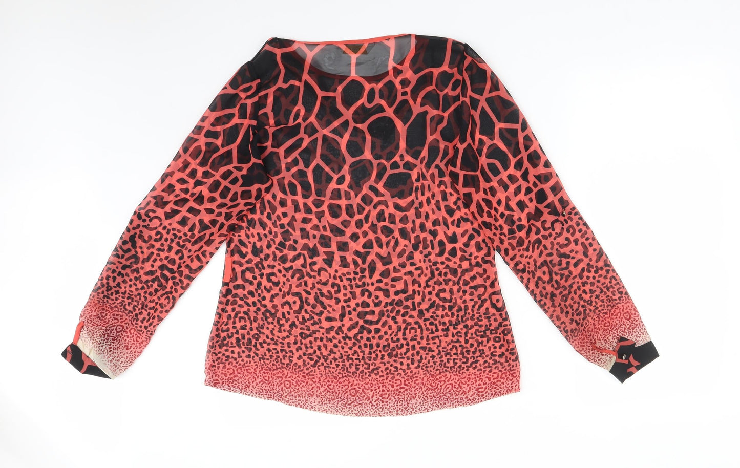 PARK MCCA Womens Multicoloured Animal Print  Basic Blouse Size 10 Round Neck